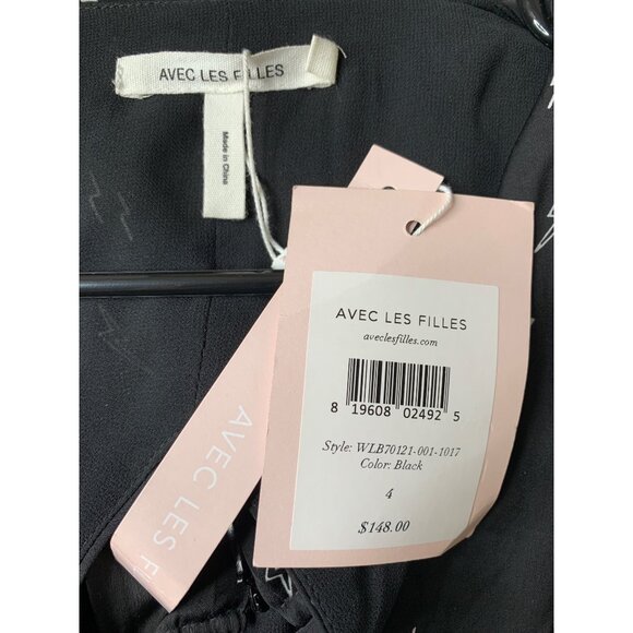 Anthro Avec Les Filles Black Pleated Long Sleeve Dress Size 4 NWT - Picture 6 of 10